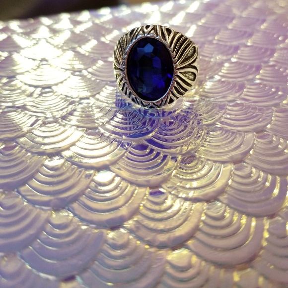 💎 Blue gem glass stone ring - Picture 2 of 7